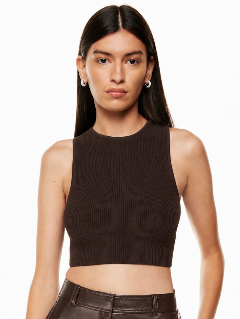 Aritzia Babaton Sculpt Knit Racer Cropped Tank Large